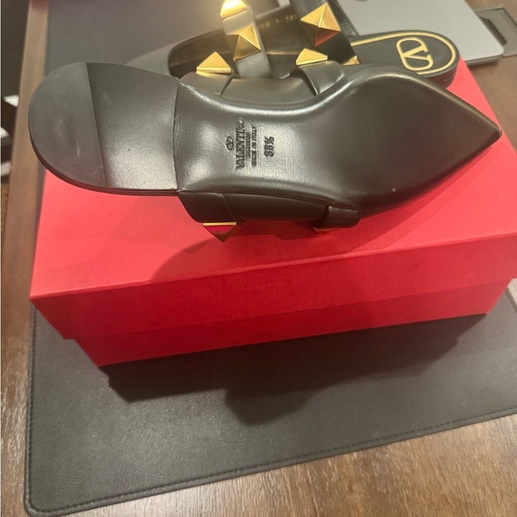 Valentino Black and Gold Studded Mules - Picture 2 of 4